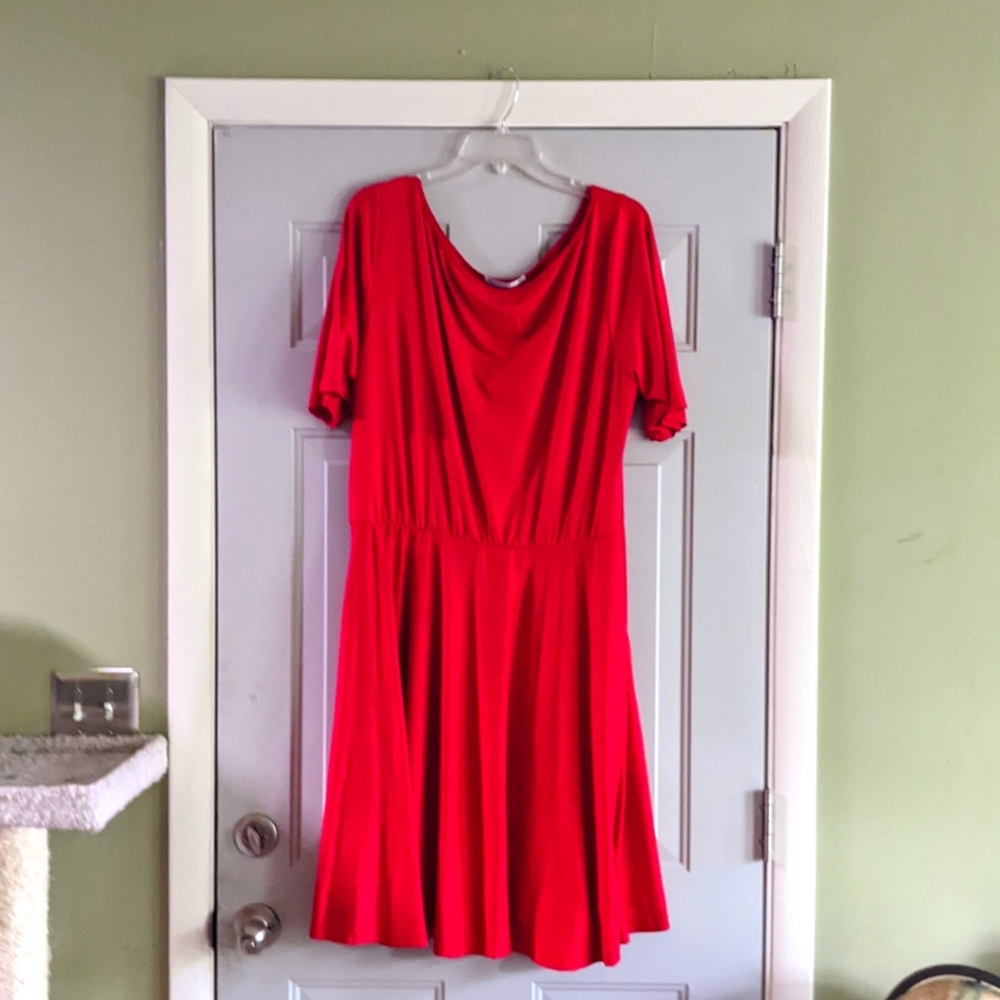Rebdolls Red Boatneck Skater Dress
